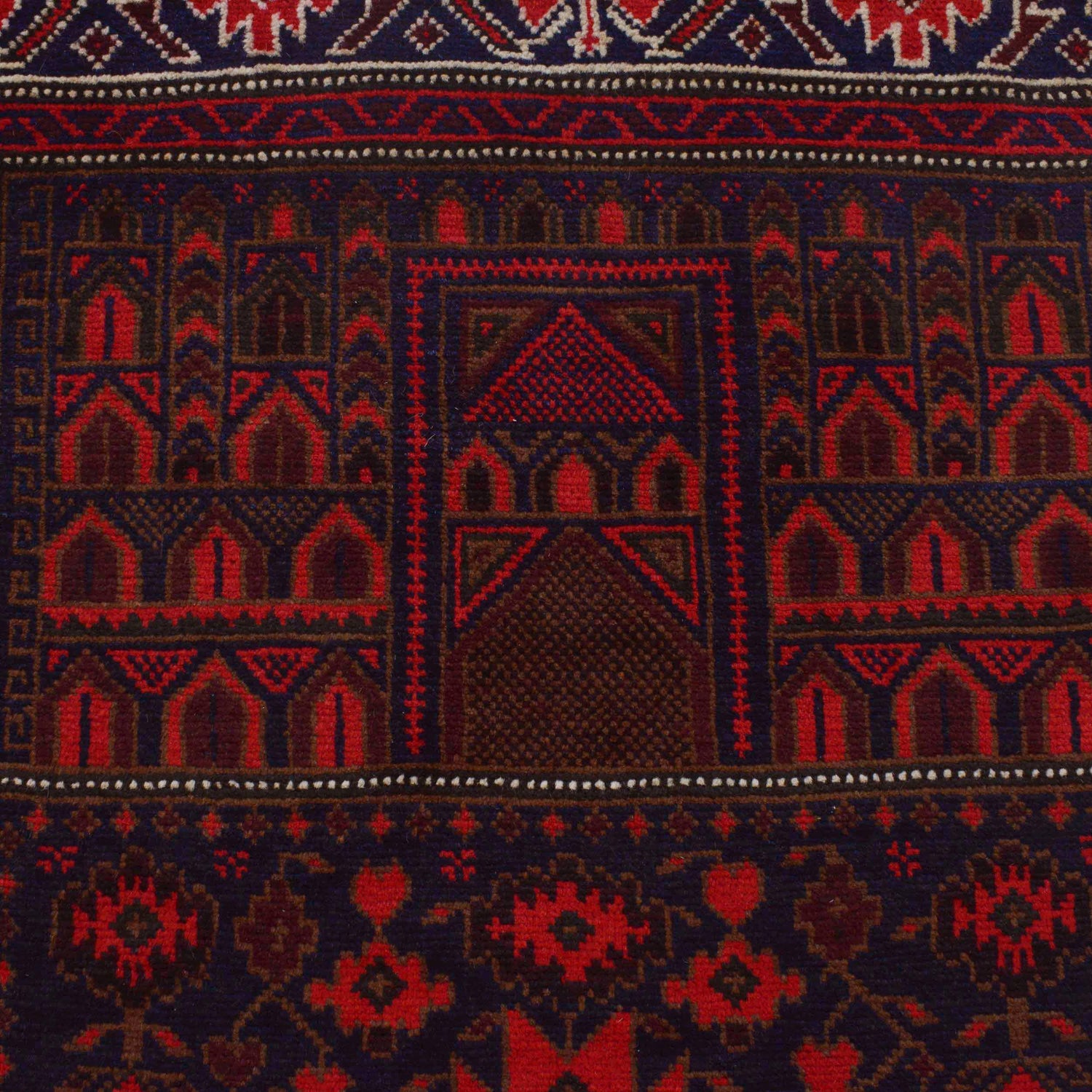 Baluchi Rug Handmade Red Prayer Design 3x5 ft