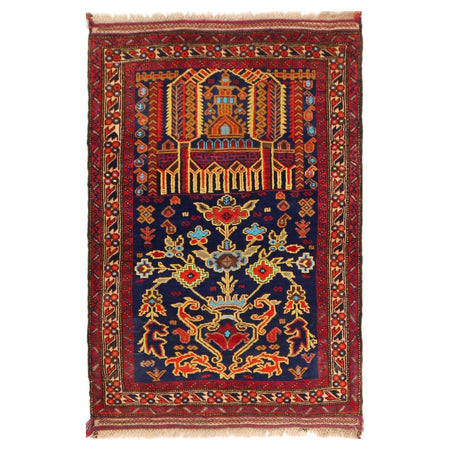 Baluchi Rug Handmade Multi Prayer Design 2x4 ft