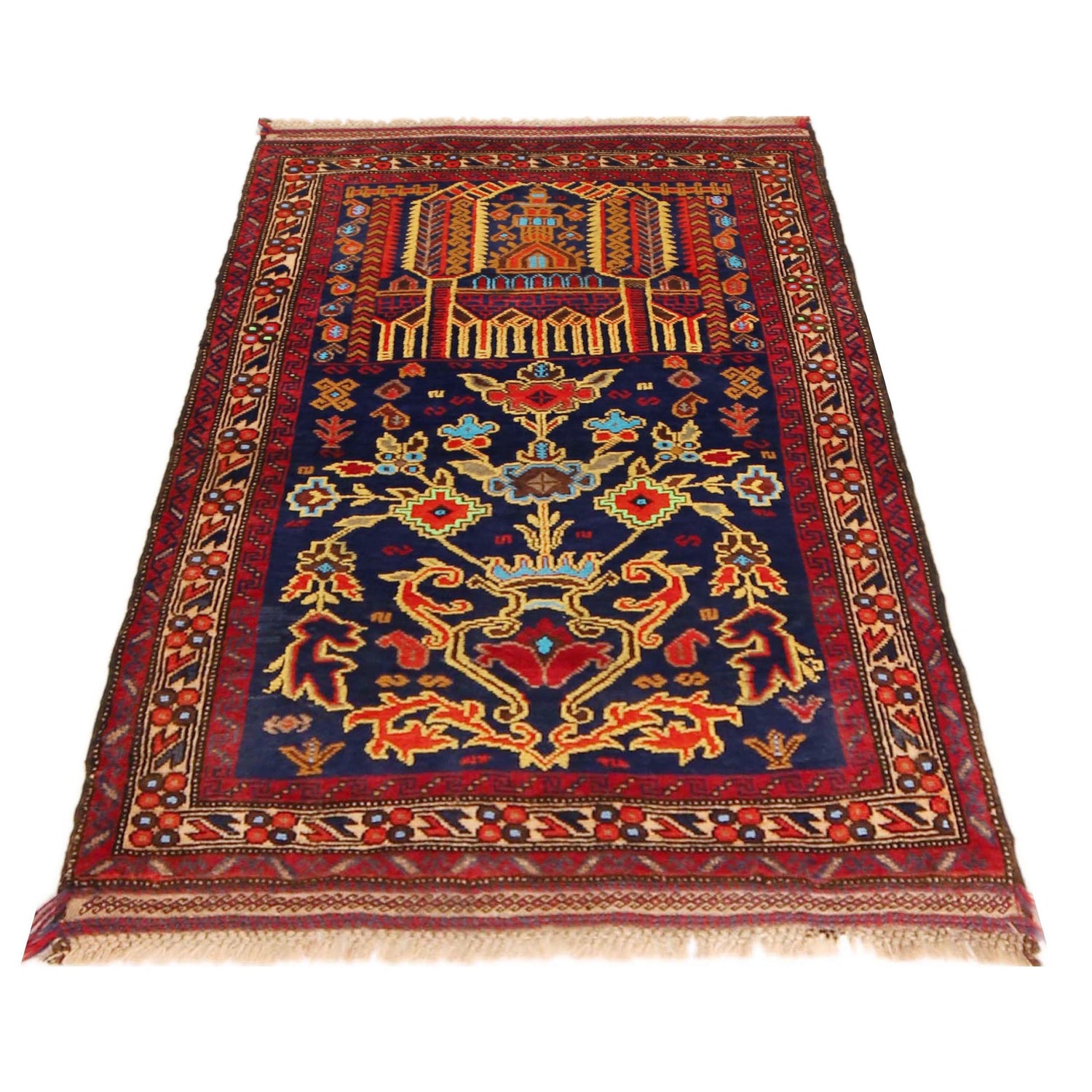 Baluchi Rug Handmade Multi Prayer Design 2x4 ft
