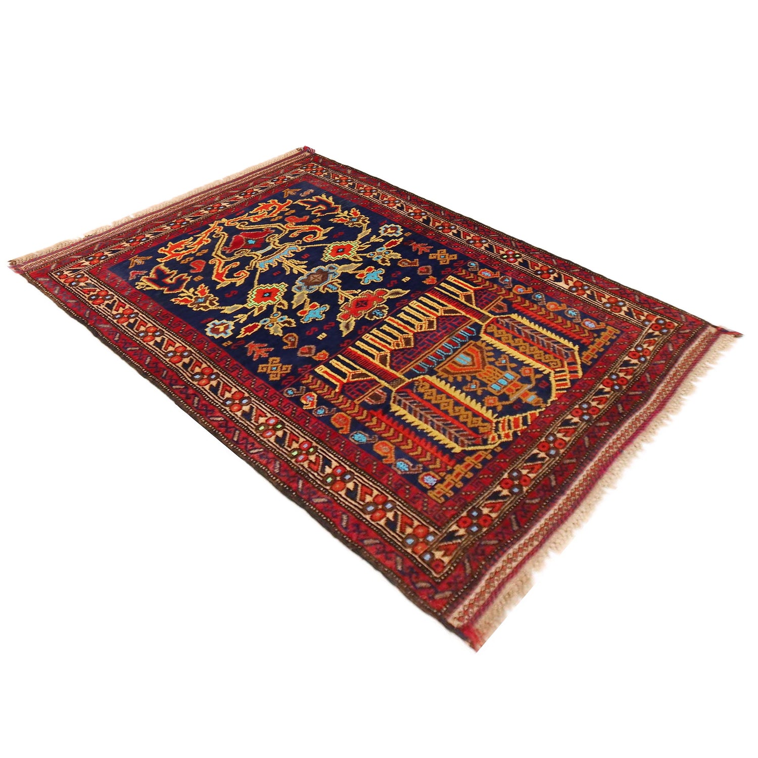 Baluchi Rug Handmade Multi Prayer Design 2x4 ft