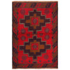 Baluchi Rug Handmade Red Geometric 2x4 ft