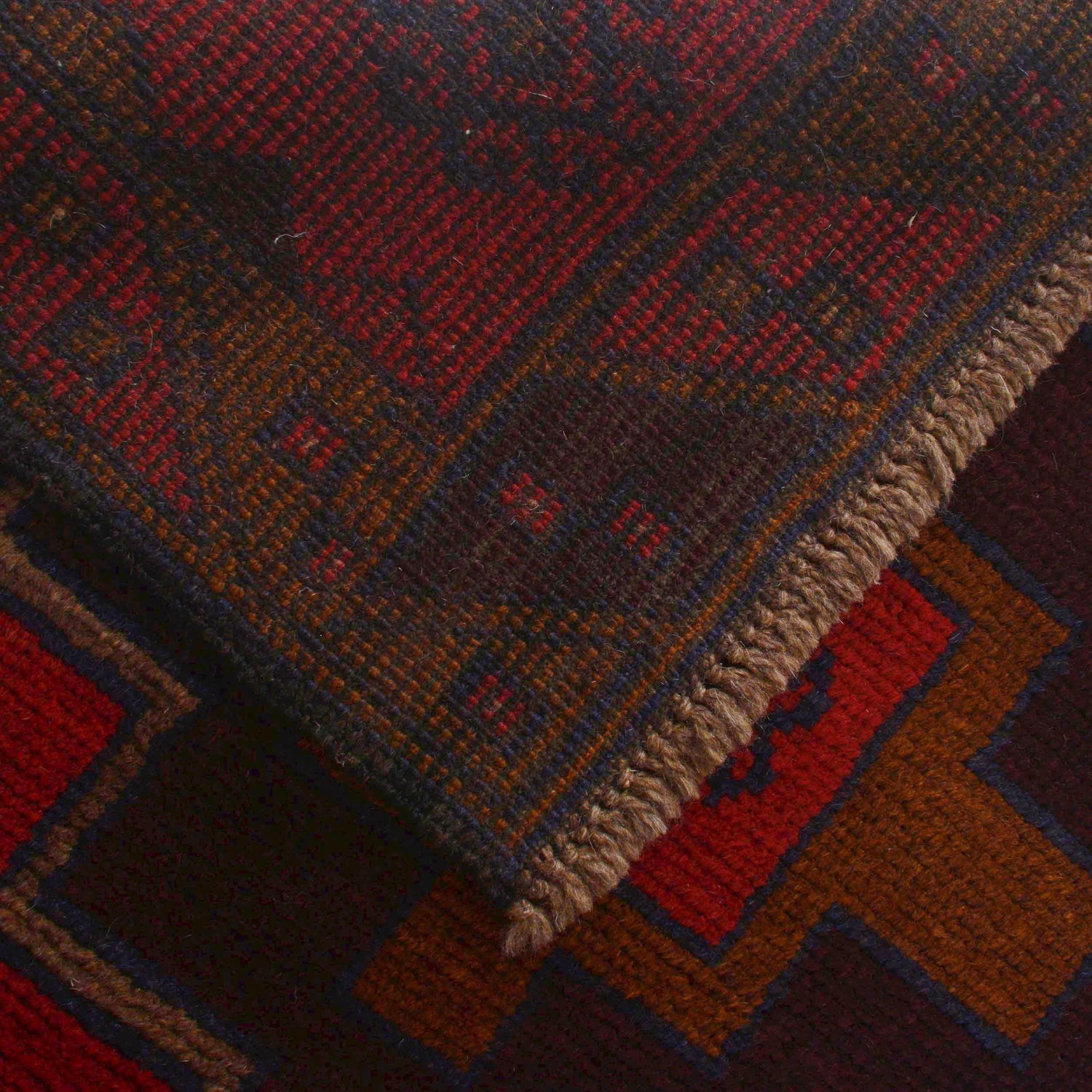 Baluchi Rug Handmade Red Geometric 2x4 ft
