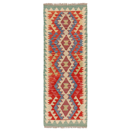 Handmade Multi Kilim Geometric 5' Runner