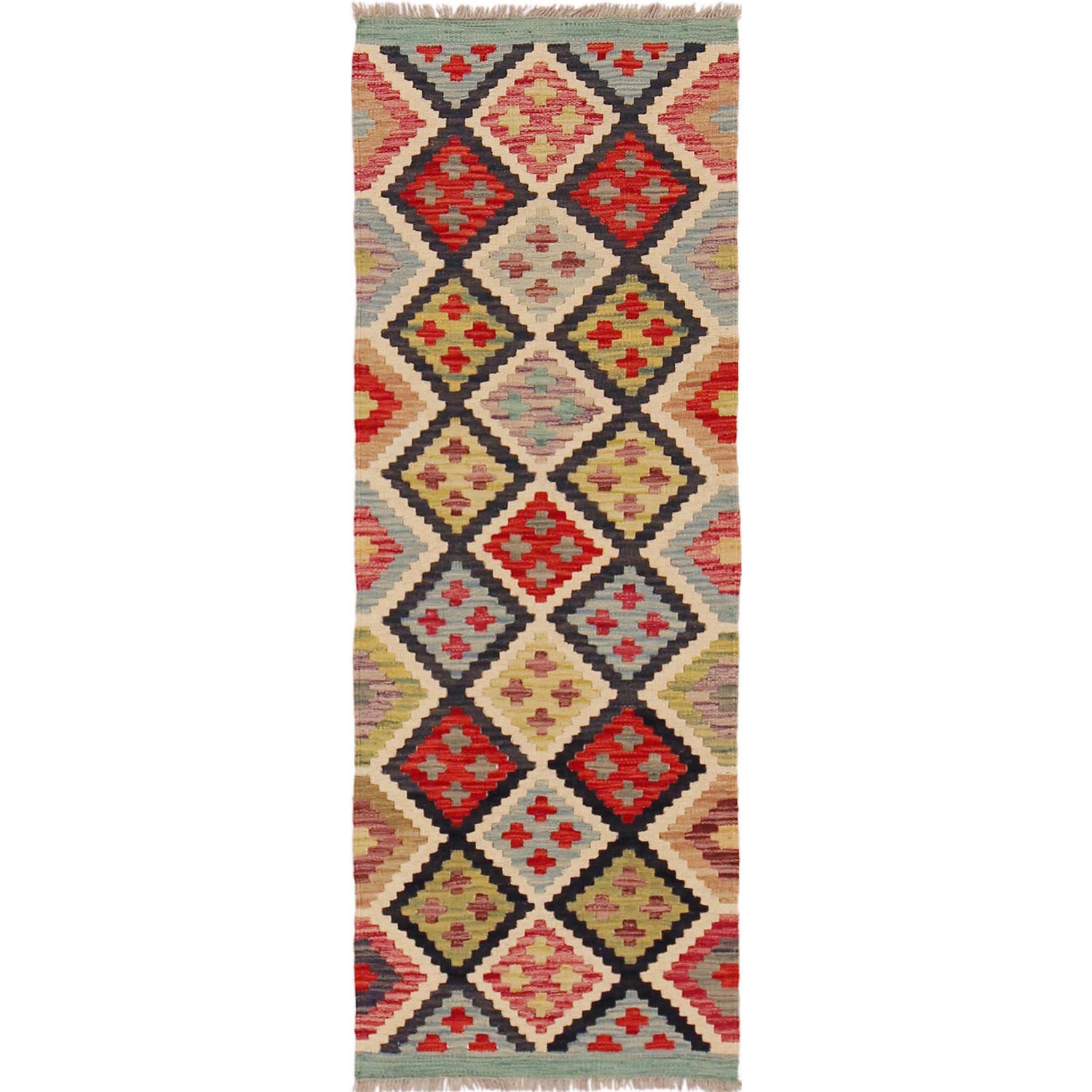 Handmade Multi Kilim Geometric 5' Runner