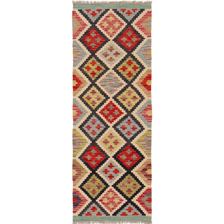 Handmade Multi Kilim Geometric 5' Runner