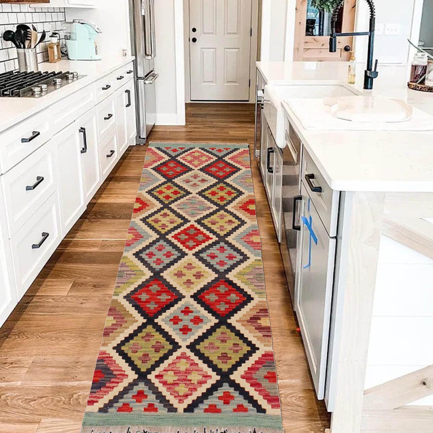 Handmade Multi Kilim Geometric 5' Runner
