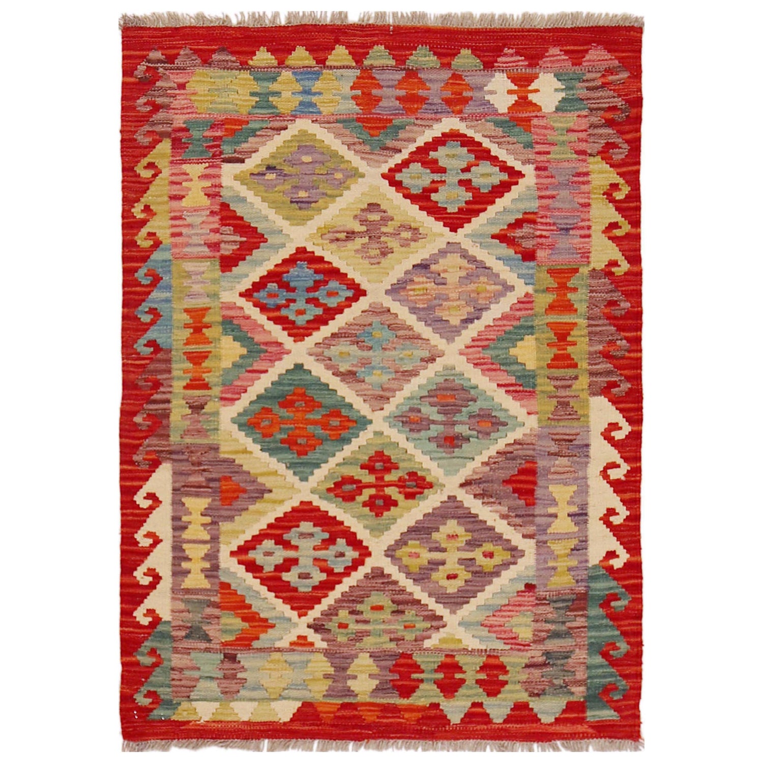 Handmade Multi Kilim Geometric 2x4 ft