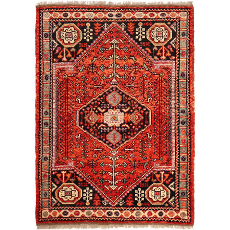 Shirazi Area Rug Handmade Red Medallion 3x5 ft