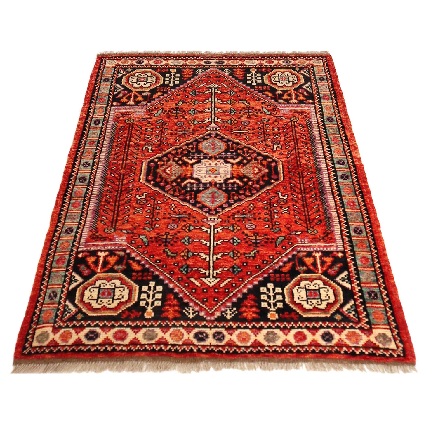 Shirazi Area Rug Handmade Red Medallion 3x5 ft