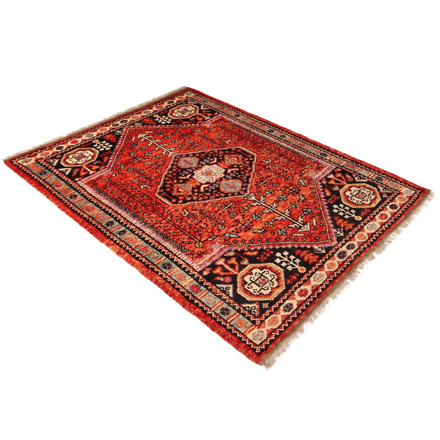 Shirazi Area Rug Handmade Red Medallion 3x5 ft