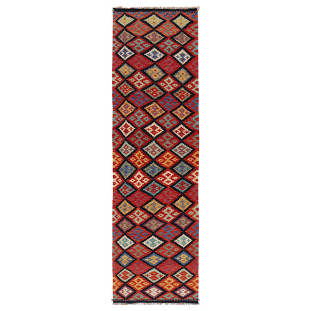 Handmade Multi Kilim Geometric 10' Runner