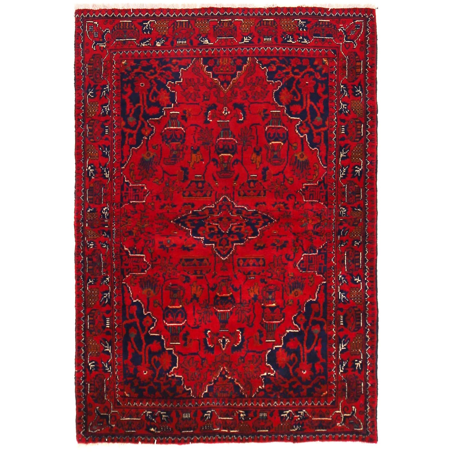 Khal Mohammadi Rug Handmade Red 3x5 ft