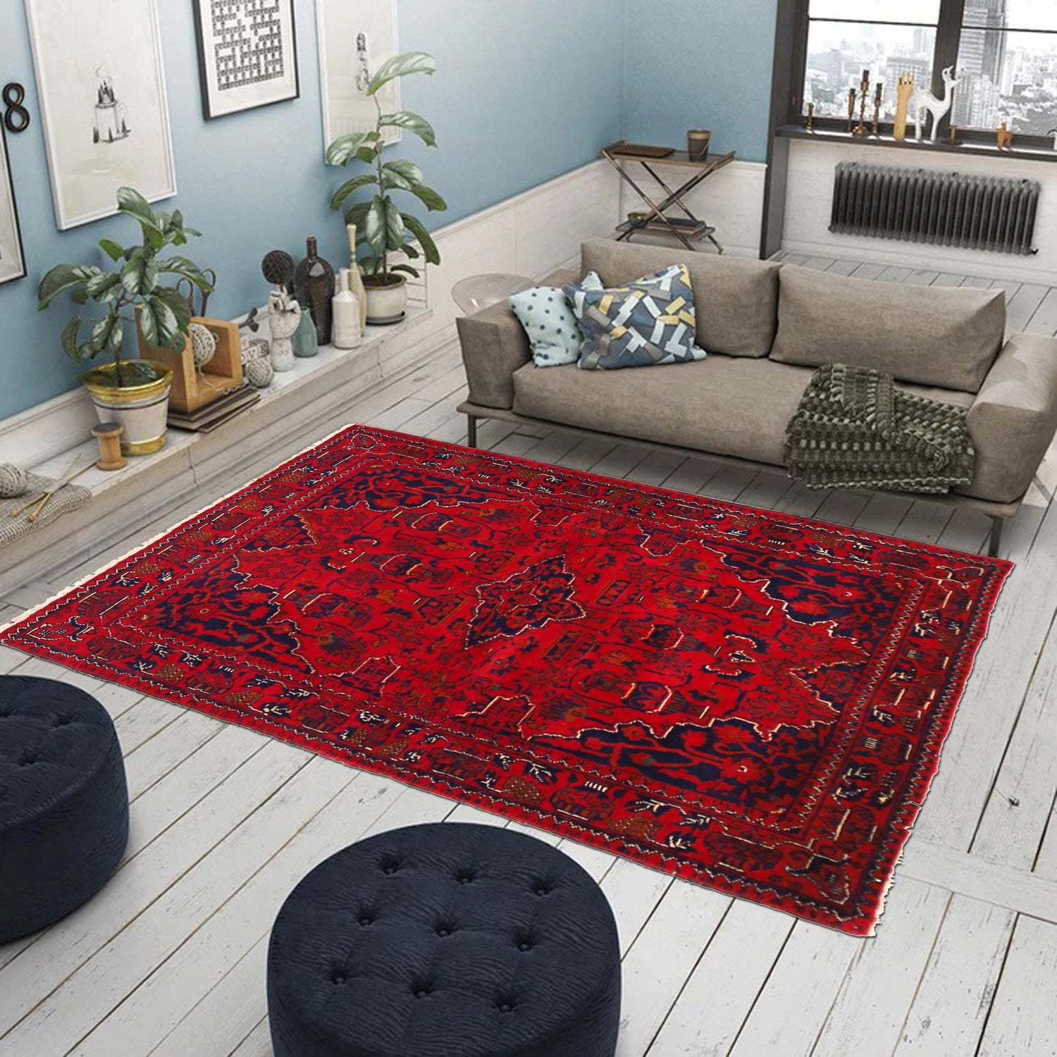 Khal Mohammadi Rug Handmade Red 3x5 ft