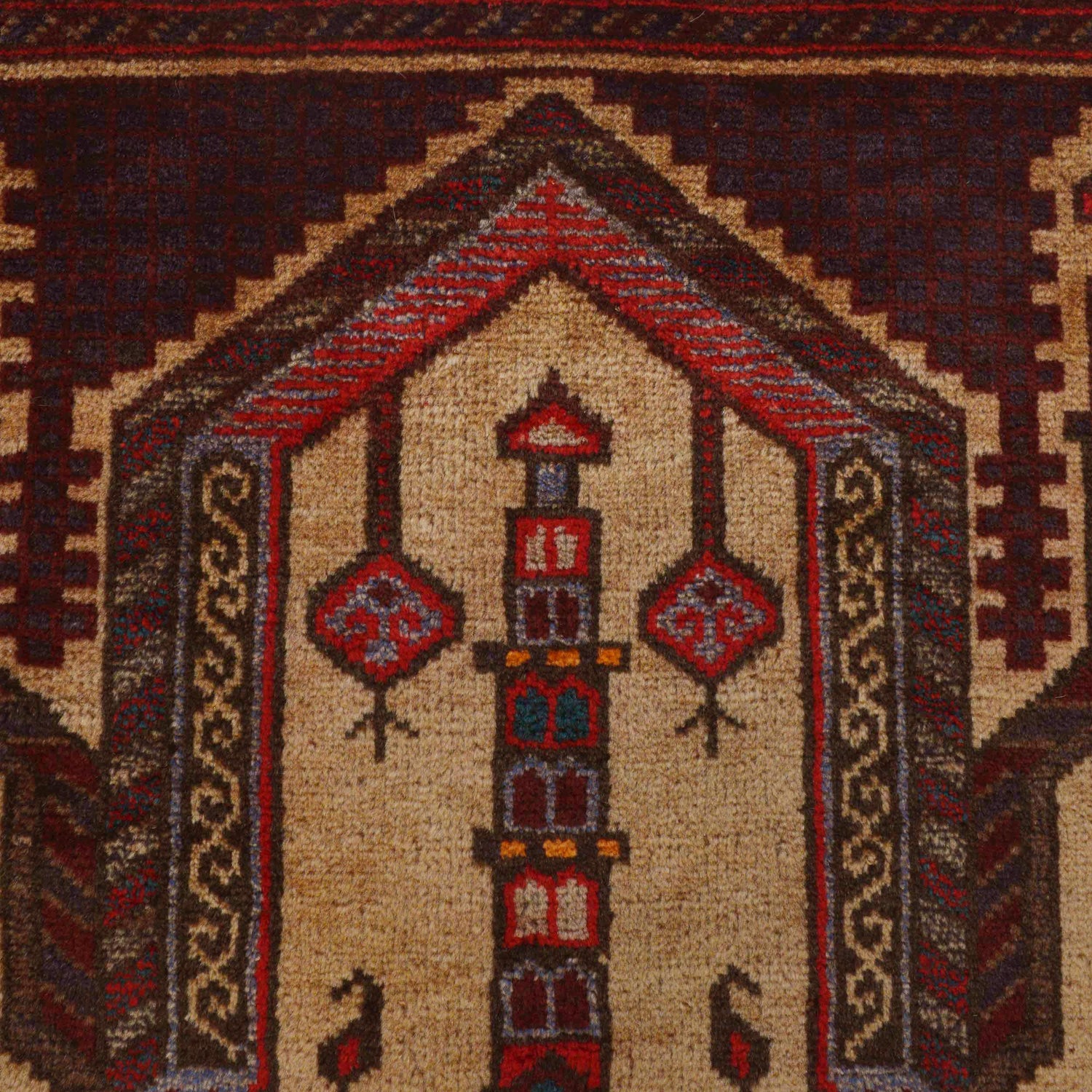 Baluchi Rug Handmade Beige Prayer Design 2x4 ft