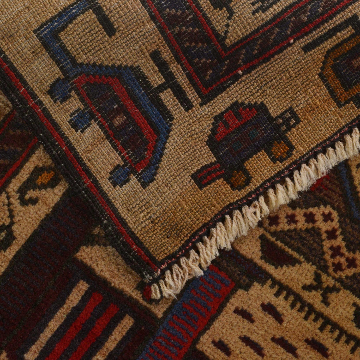Baluchi Rug Handmade Beige Prayer Design 2x4 ft