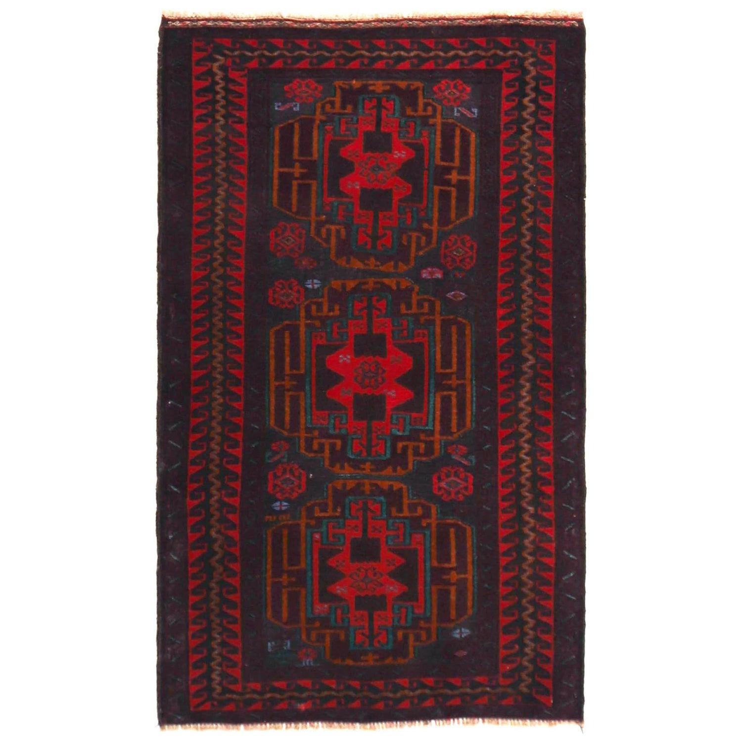 Baluchi Rug Handmade Multi Geometric 3x5 ft