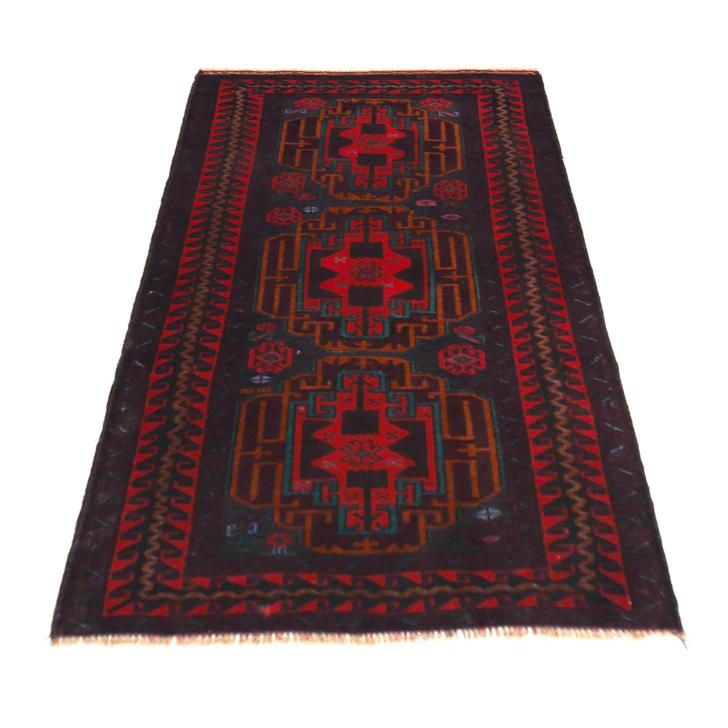 Baluchi Rug Handmade Multi Geometric 3x5 ft
