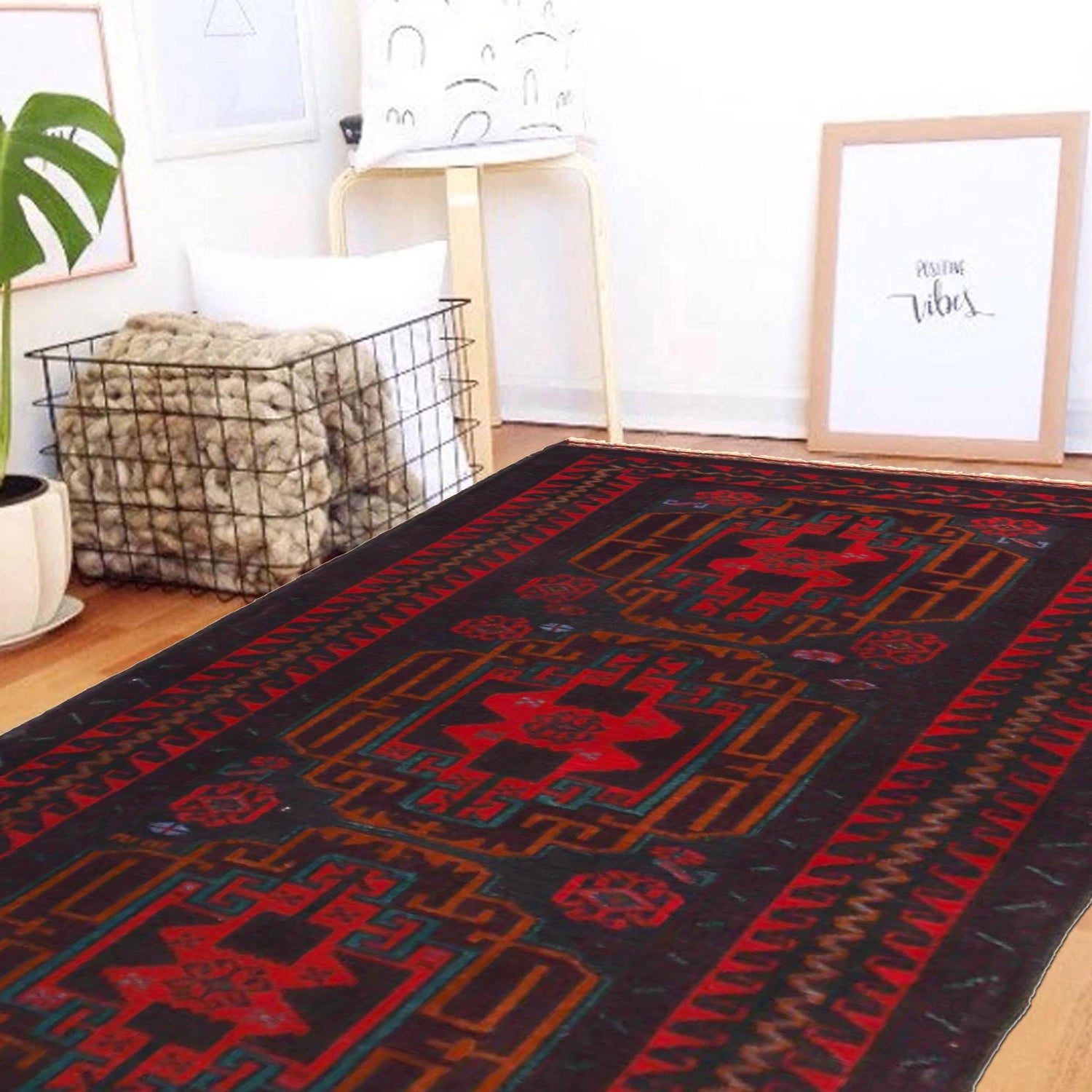 Baluchi Rug Handmade Multi Geometric 3x5 ft