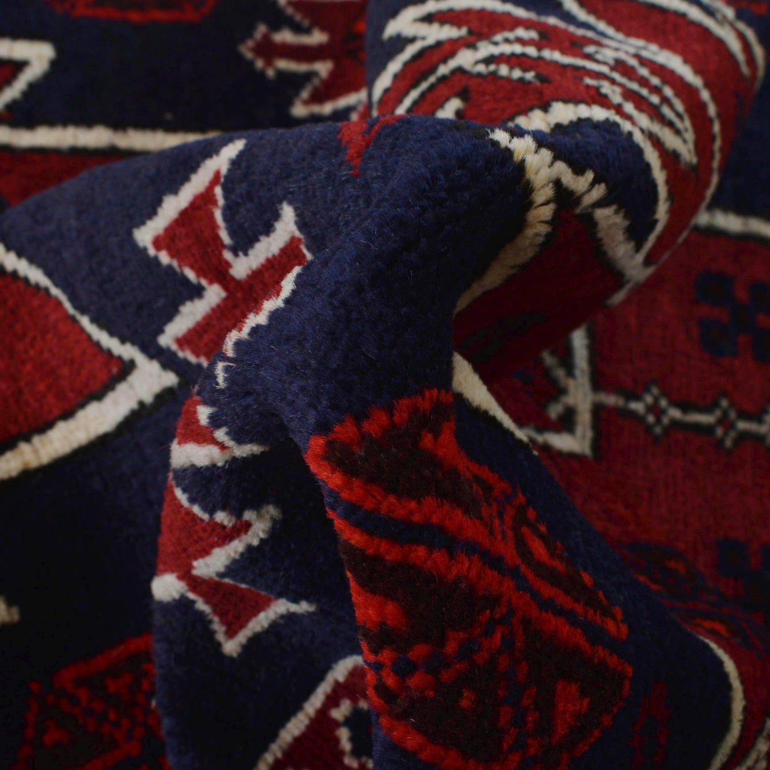 Baluchi Rug Handmade Red Geometric 3x5 ft