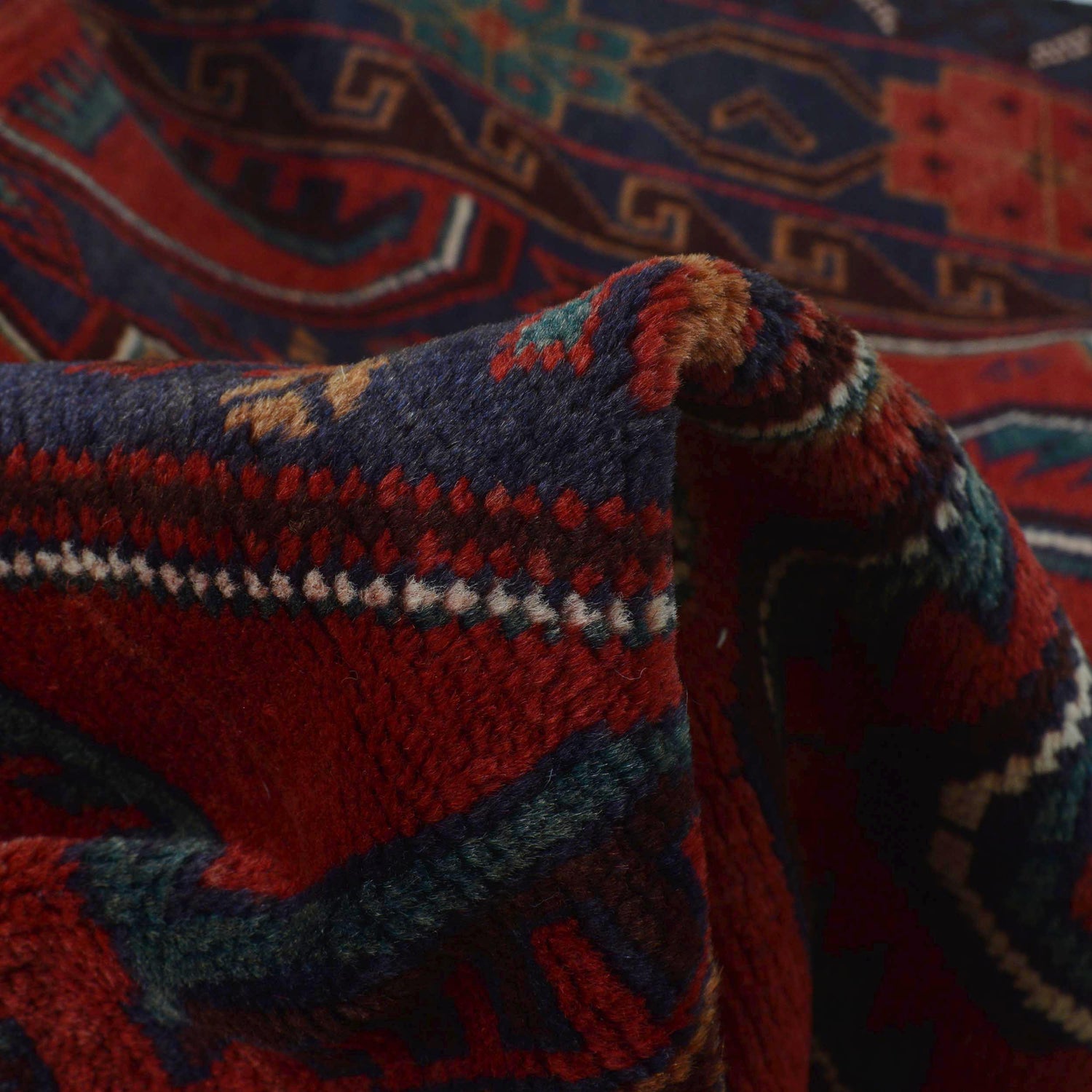 Baluchi Rug Handmade Red Geometric 3x5 ft