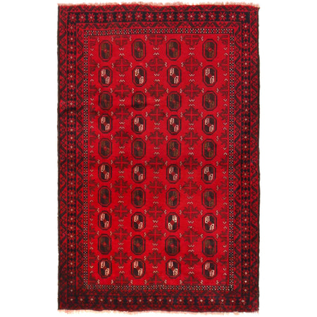 Baluchi Rug Handmade Red Geometric 3x5 ft