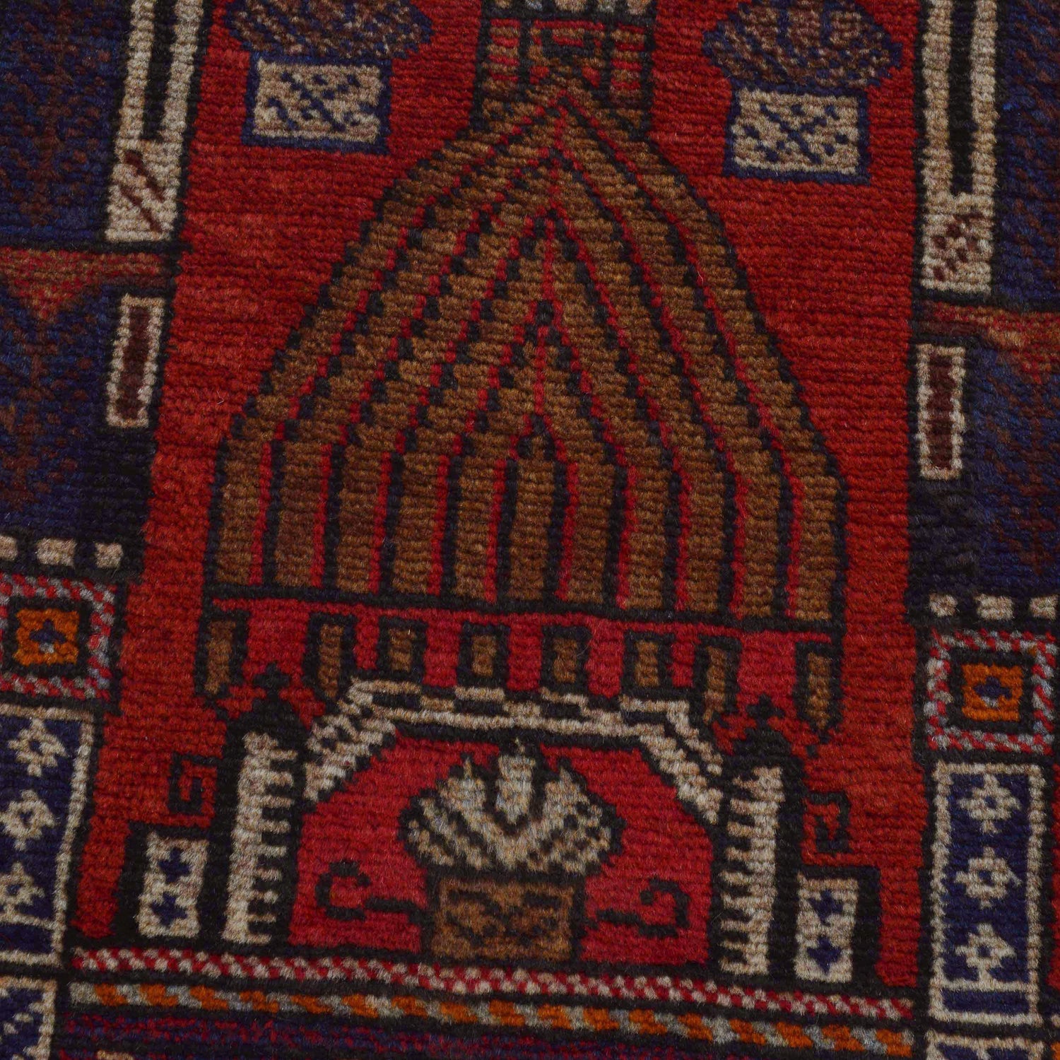 Baluchi Rug Handmade Red Prayer Design 2x4 ft