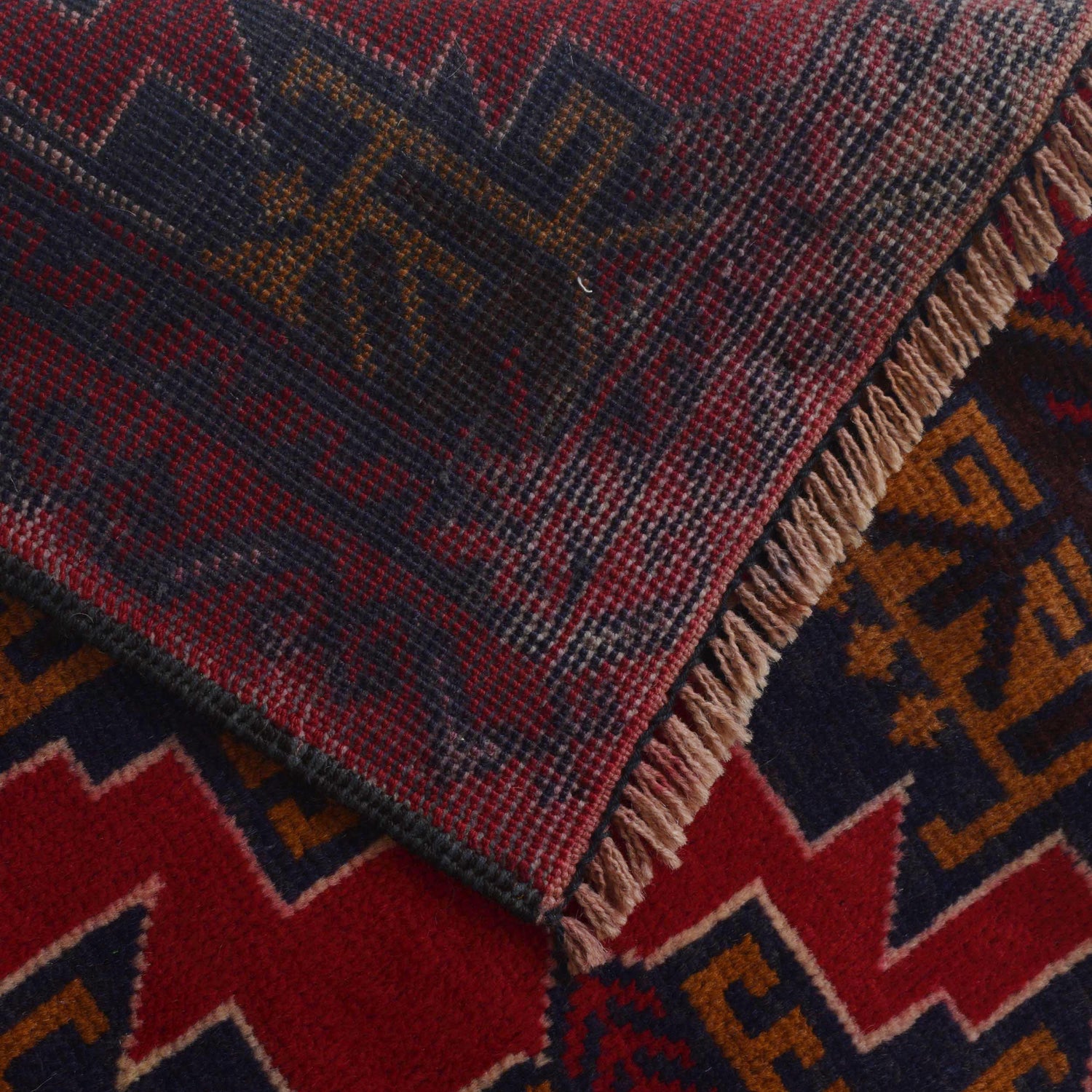 Baluchi Rug Handmade Red Geometric 2x4 ft