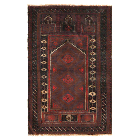 Baluchi Rug Handmade Multi Prayer Design 2x4 ft