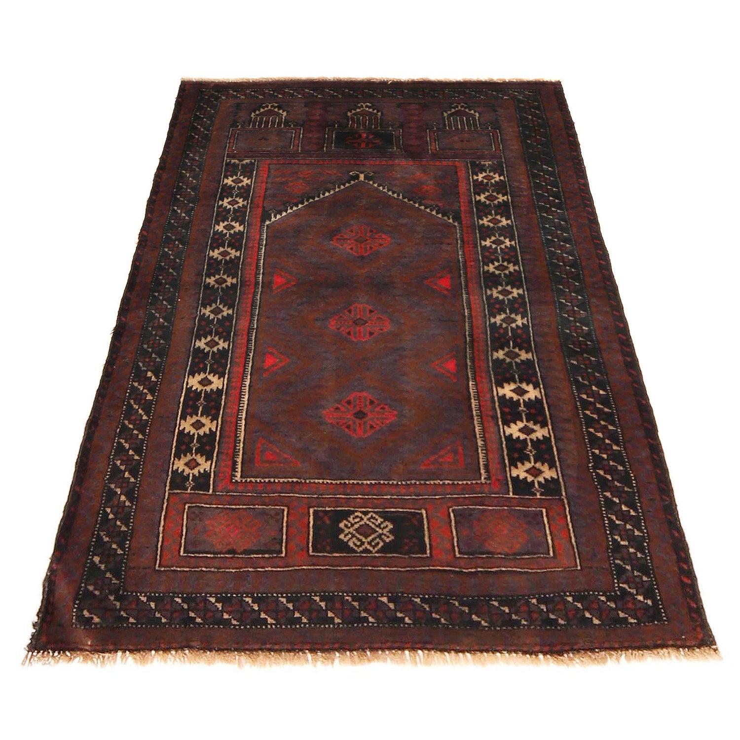 Baluchi Rug Handmade Multi Prayer Design 2x4 ft