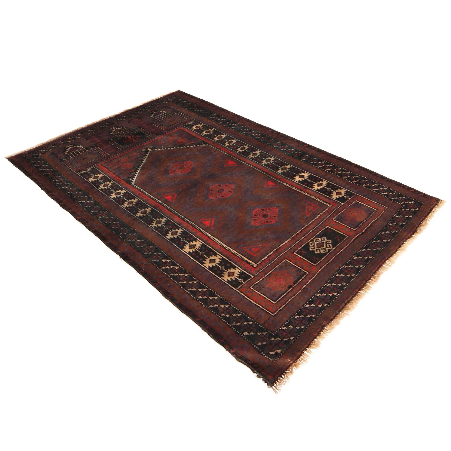 Baluchi Rug Handmade Multi Prayer Design 2x4 ft