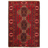 Baluchi Rug Handmade Red Geometric 3x5 ft