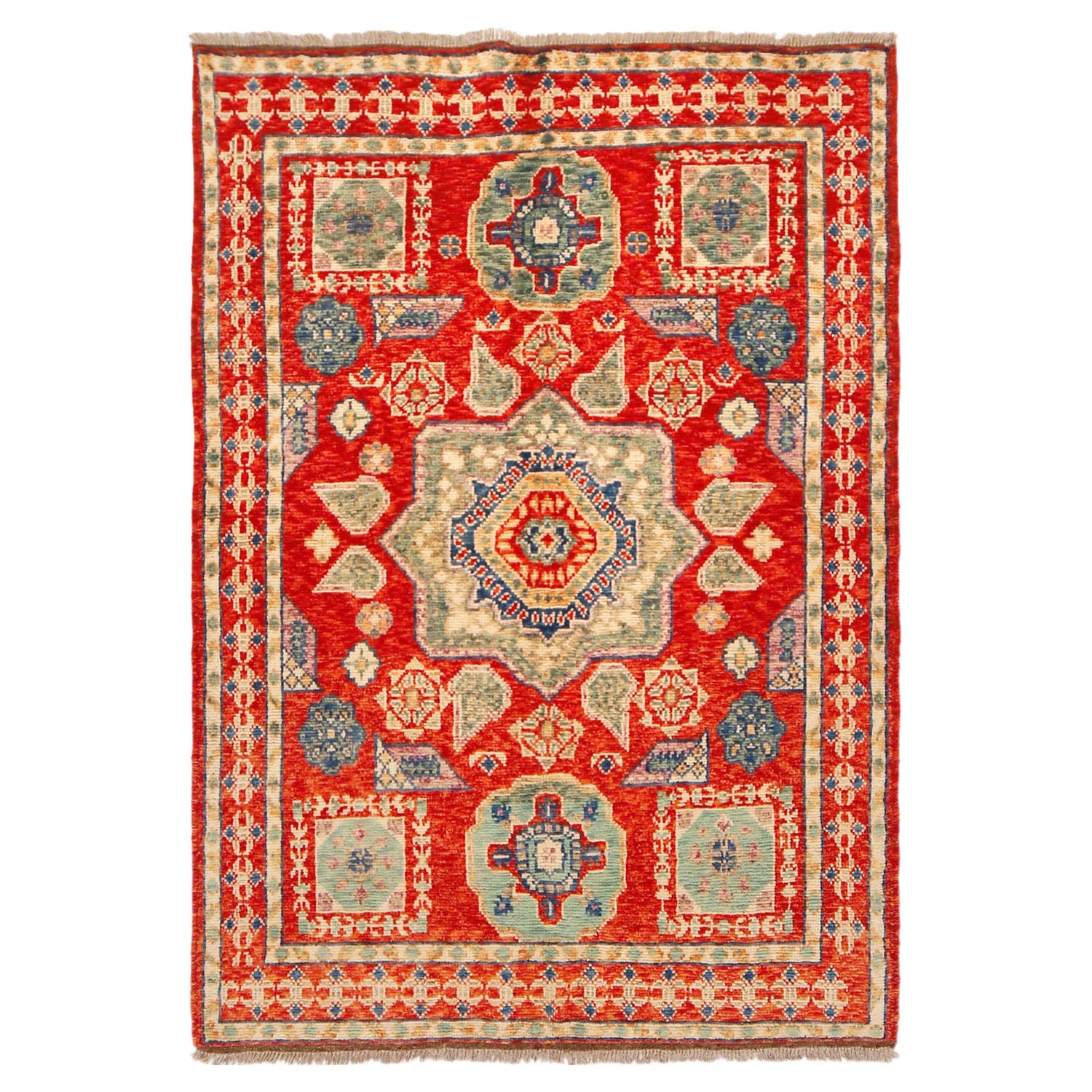 Shirazi Area Rug Handmade Red Medallion 4x6 ft