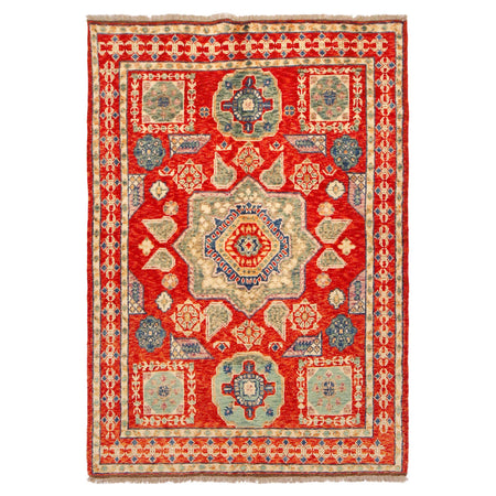 Shirazi Area Rug Handmade Red Medallion 4x6 ft