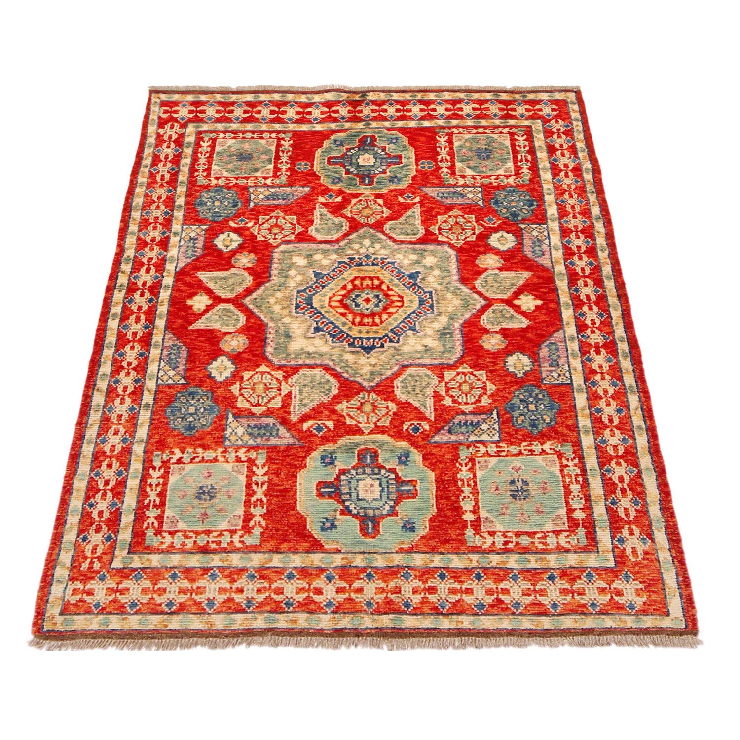 Shirazi Area Rug Handmade Red Medallion 4x6 ft