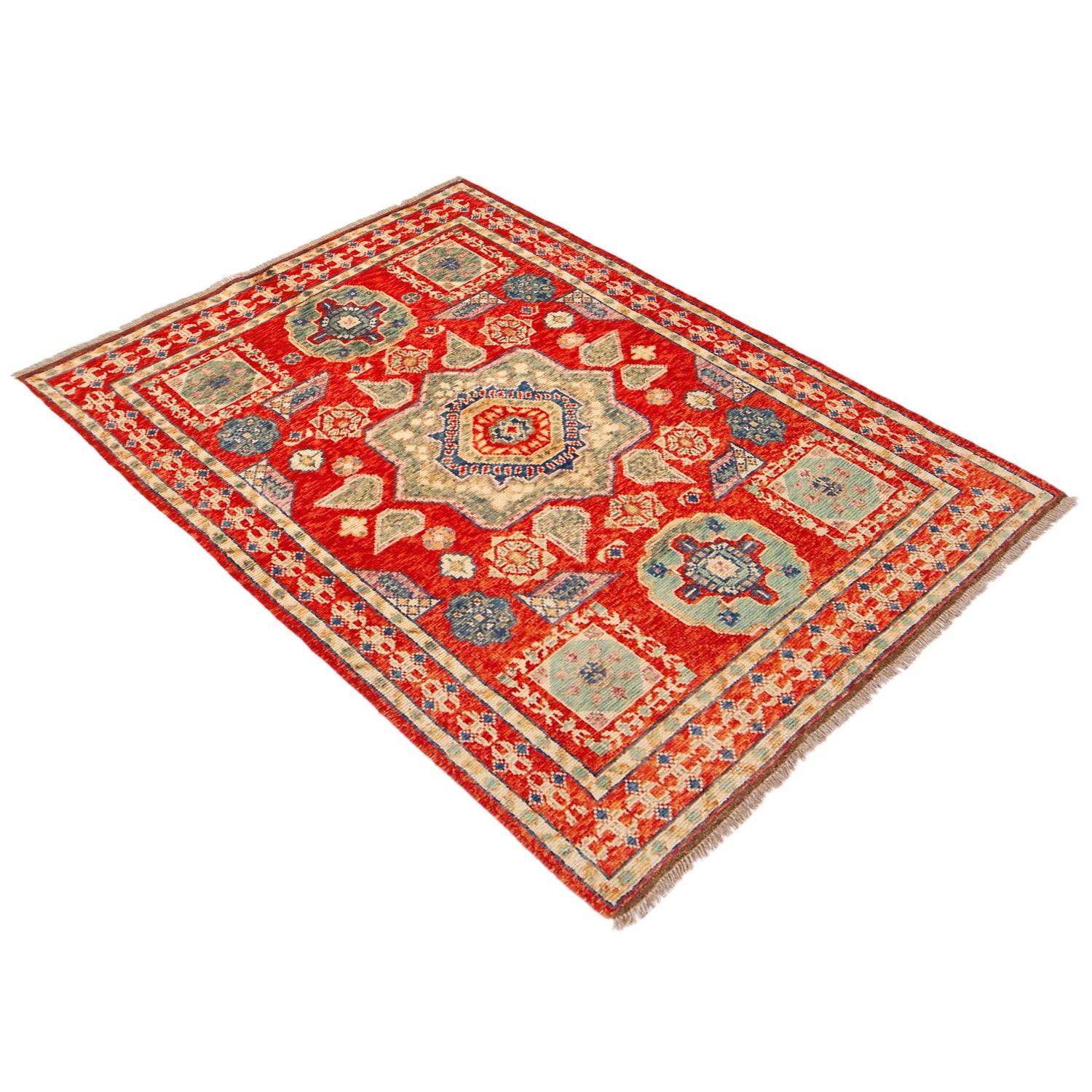 Shirazi Area Rug Handmade Red Medallion 4x6 ft