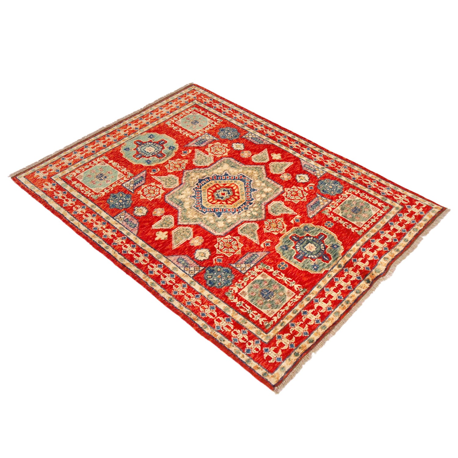 Shirazi Area Rug Handmade Red Medallion 4x6 ft