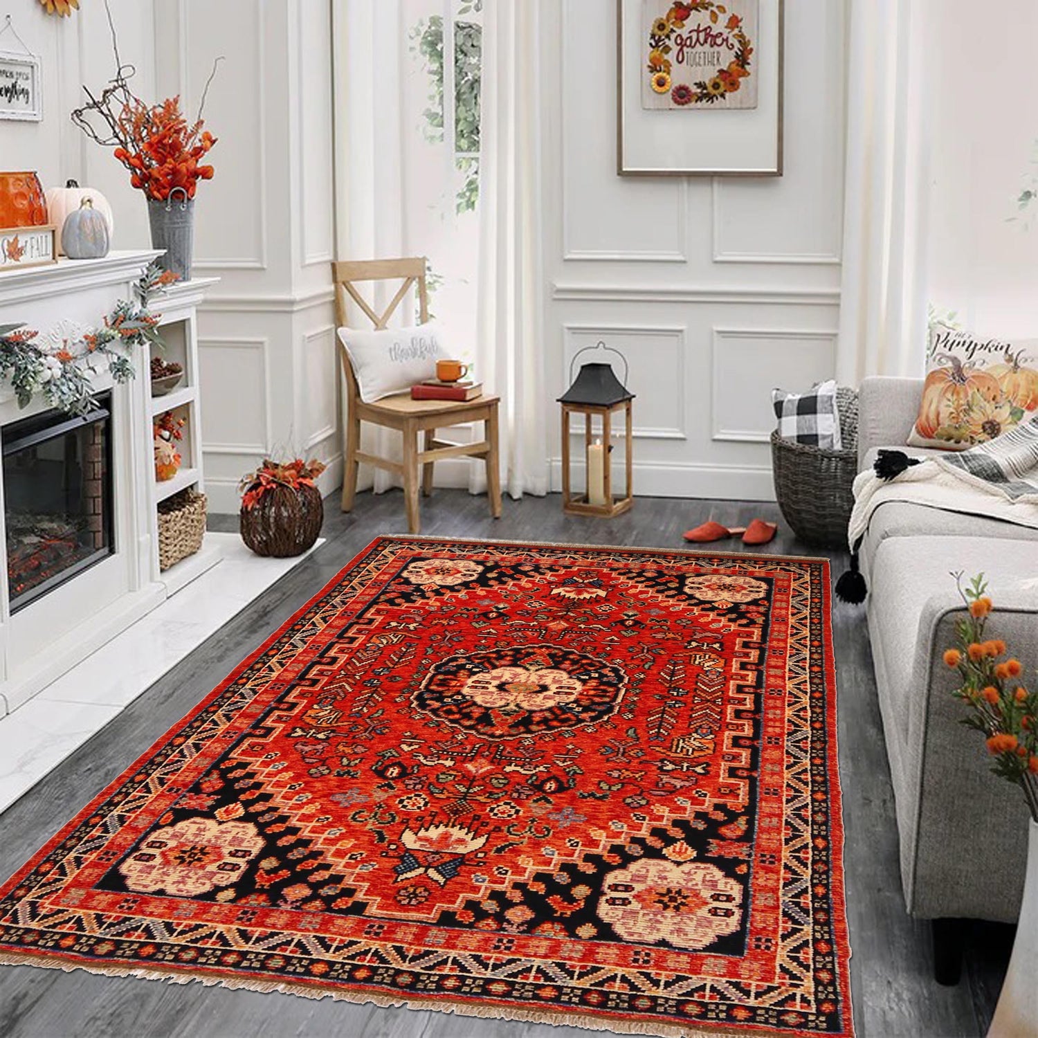Shirazi Area Rug Handmade Red Medallion 4x6 ft