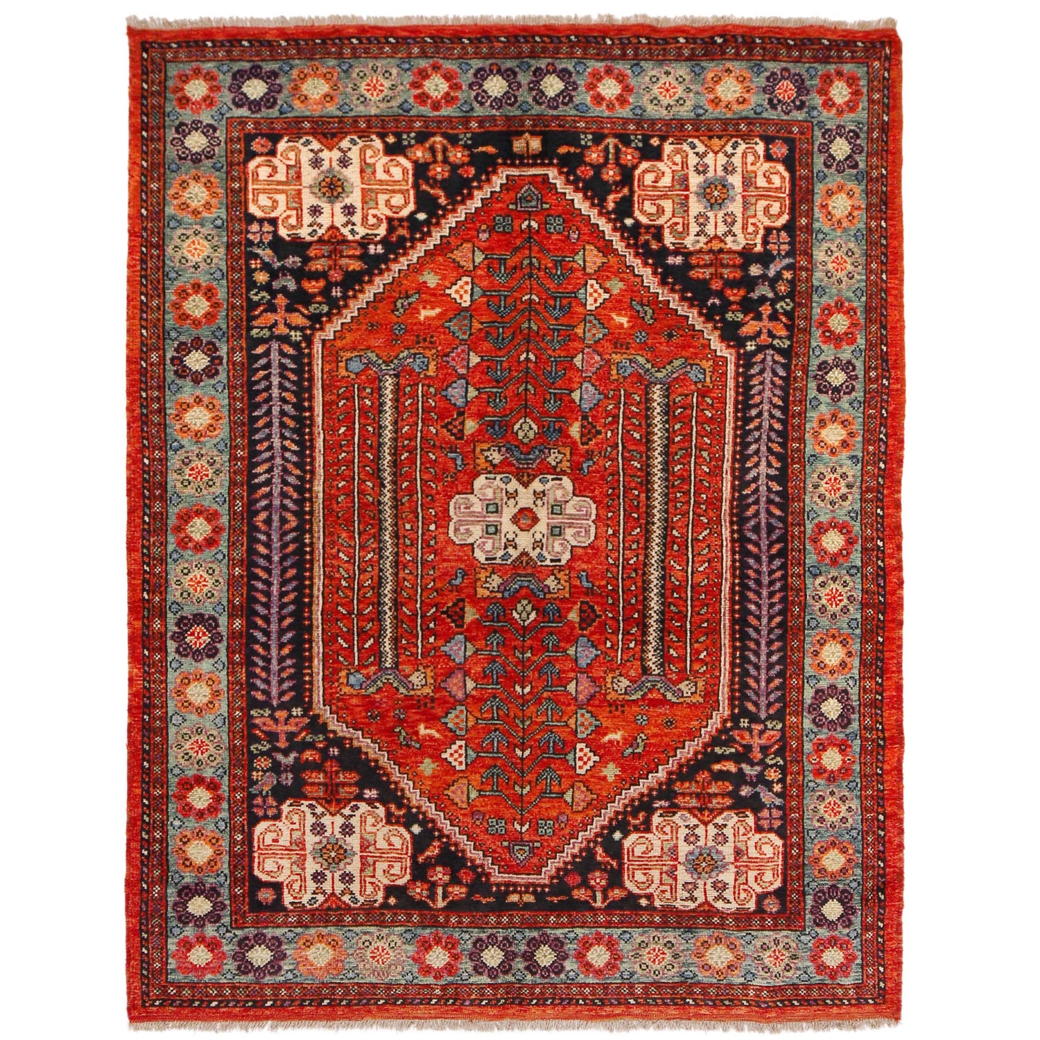 Shirazi Area Rug Handmade Red Medallion 5x8 ft