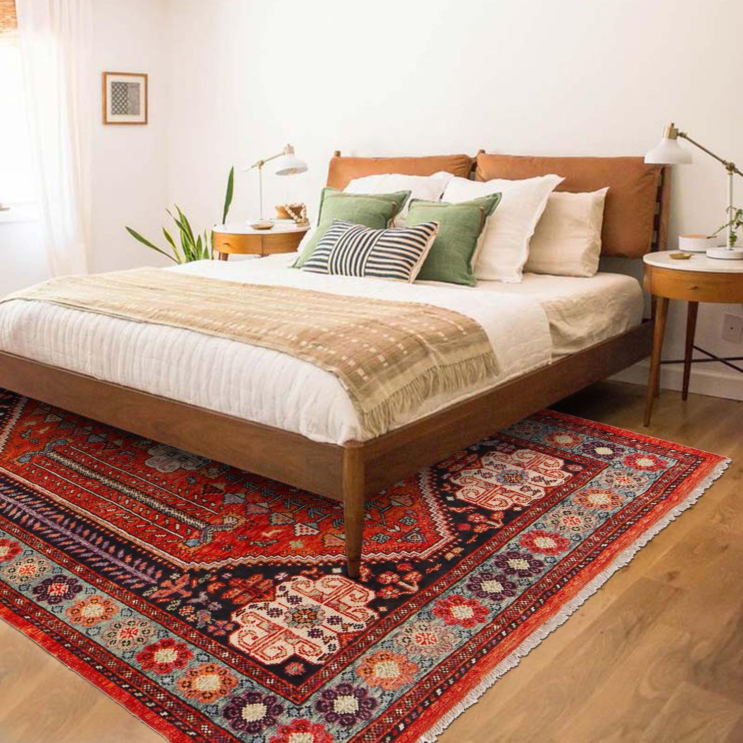 Shirazi Area Rug Handmade Red Medallion 5x8 ft