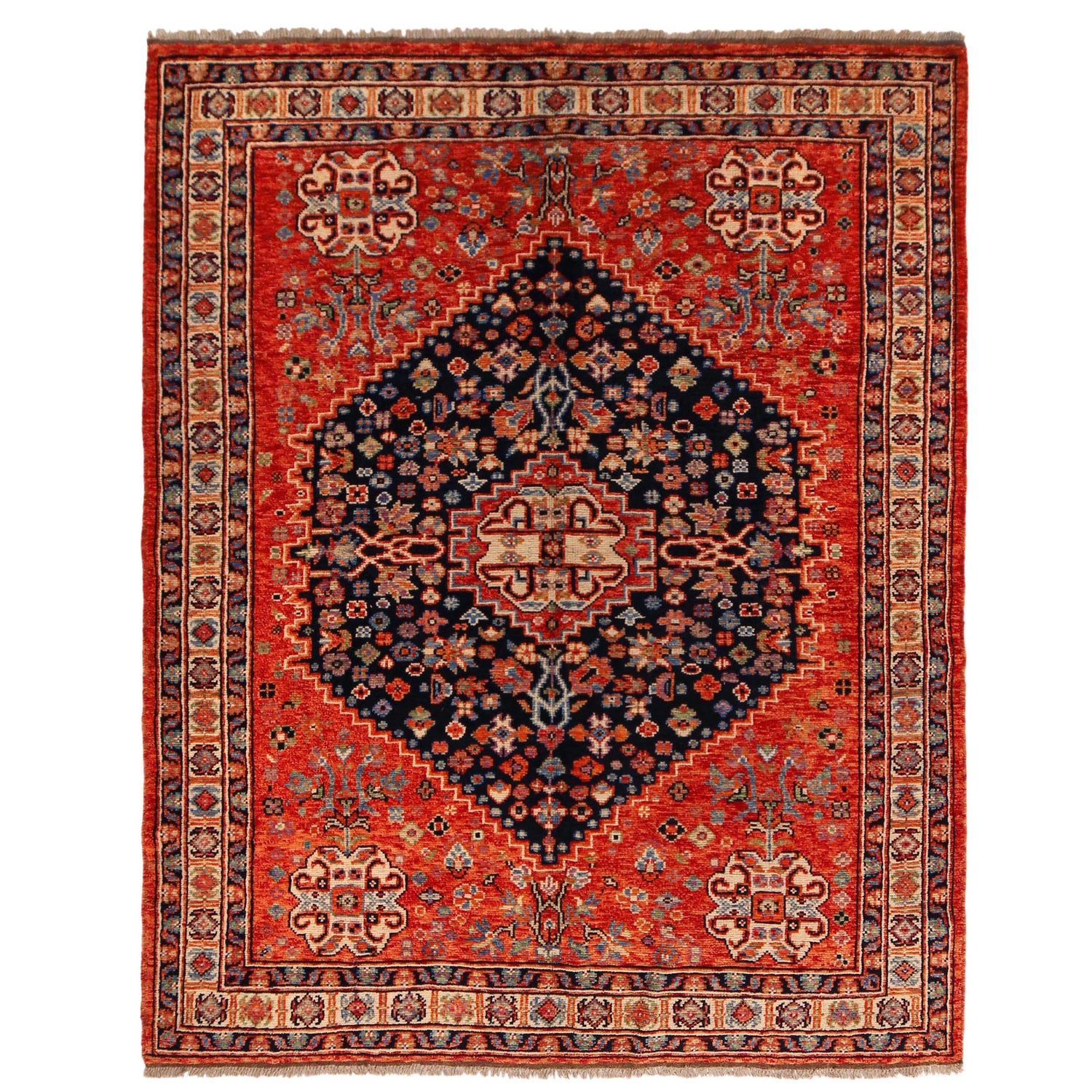 Shirazi Area Rug Handmade Red Medallion 5x8 ft