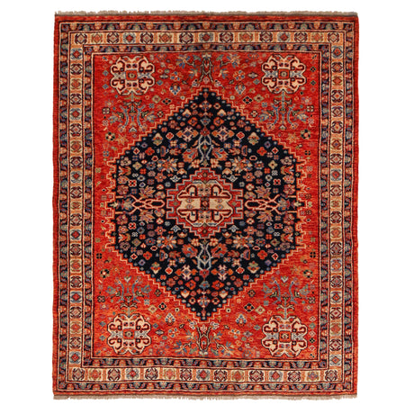 Shirazi Area Rug Handmade Red Medallion 5x8 ft