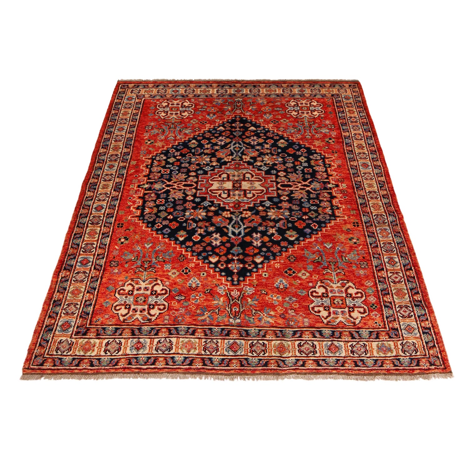 Shirazi Area Rug Handmade Red Medallion 5x8 ft