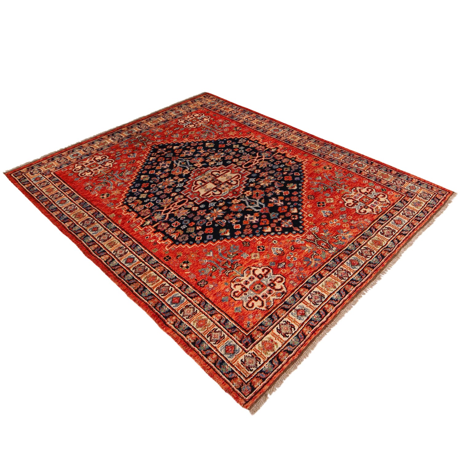 Shirazi Area Rug Handmade Red Medallion 5x8 ft