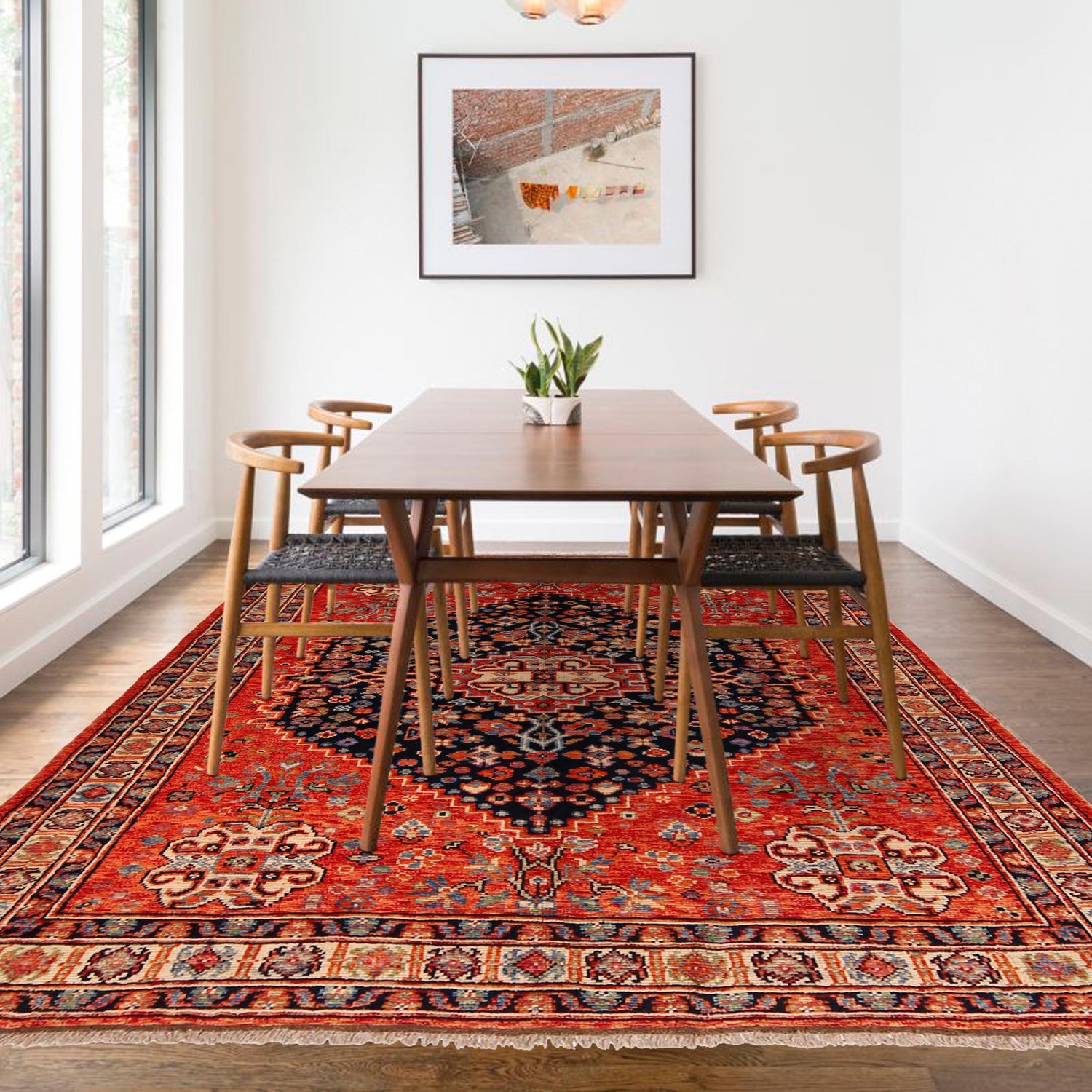 Shirazi Area Rug Handmade Red Medallion 5x8 ft
