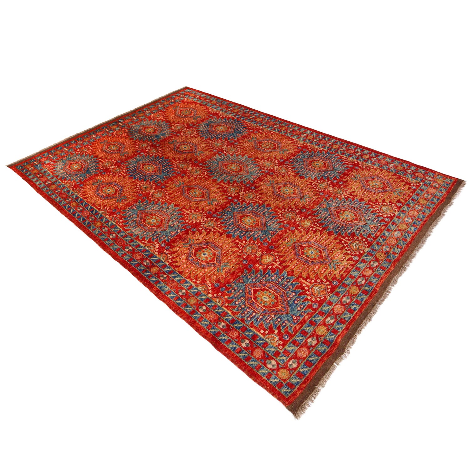 Oushak Area Rug Handmade Red Floral 7x10 ft