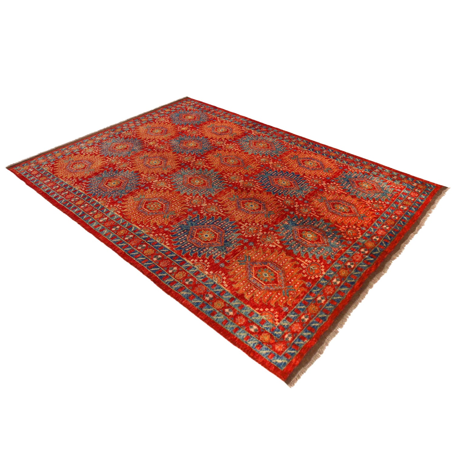 Oushak Area Rug Handmade Red Floral 7x10 ft