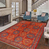 Oushak Area Rug Handmade Red Floral 7x10 ft