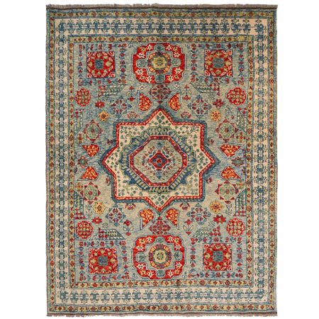 Mamluk Area Rug Handmade Blue Medallion 5x8 ft