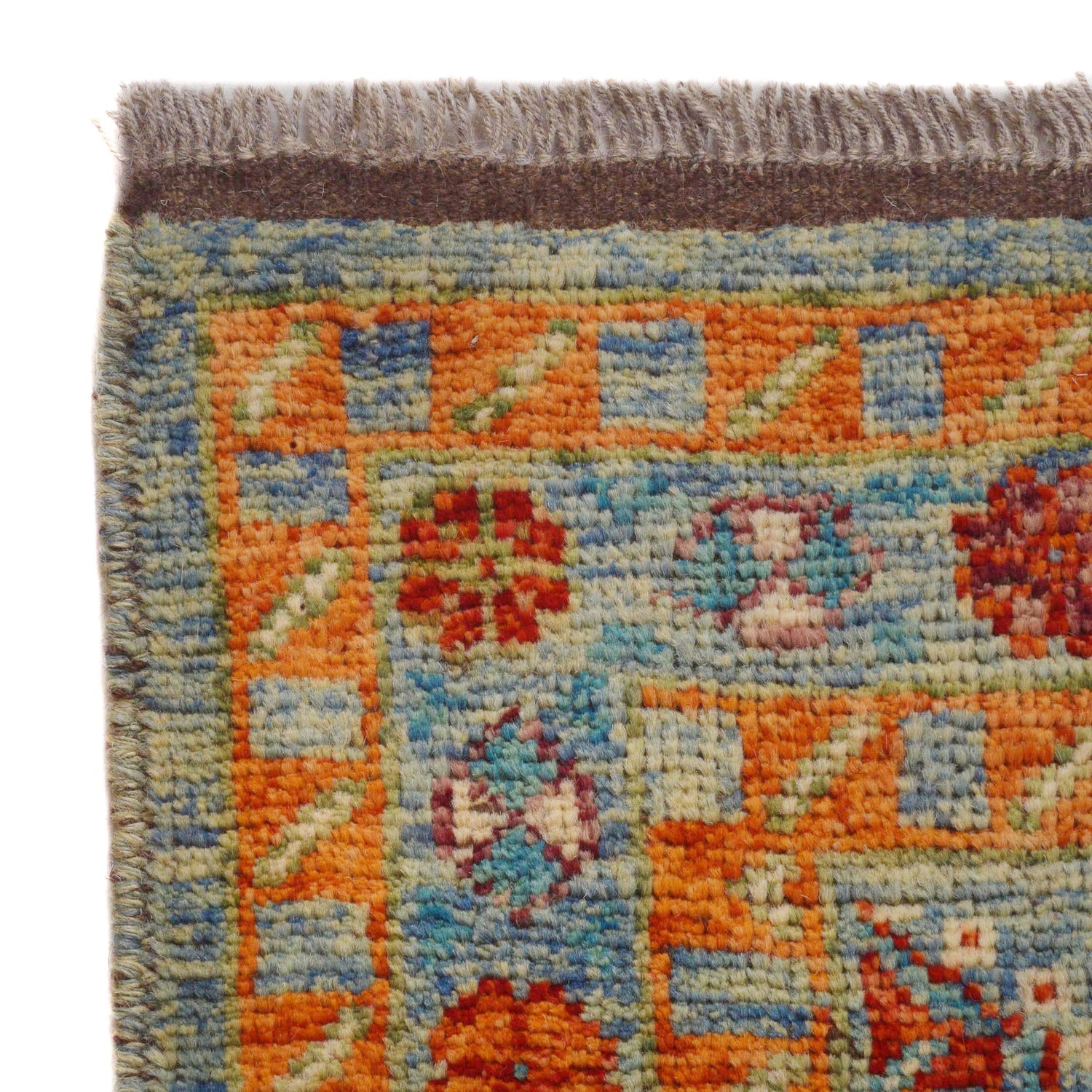 Oushak Area Rug Handmade Blue Floral 5x8 ft