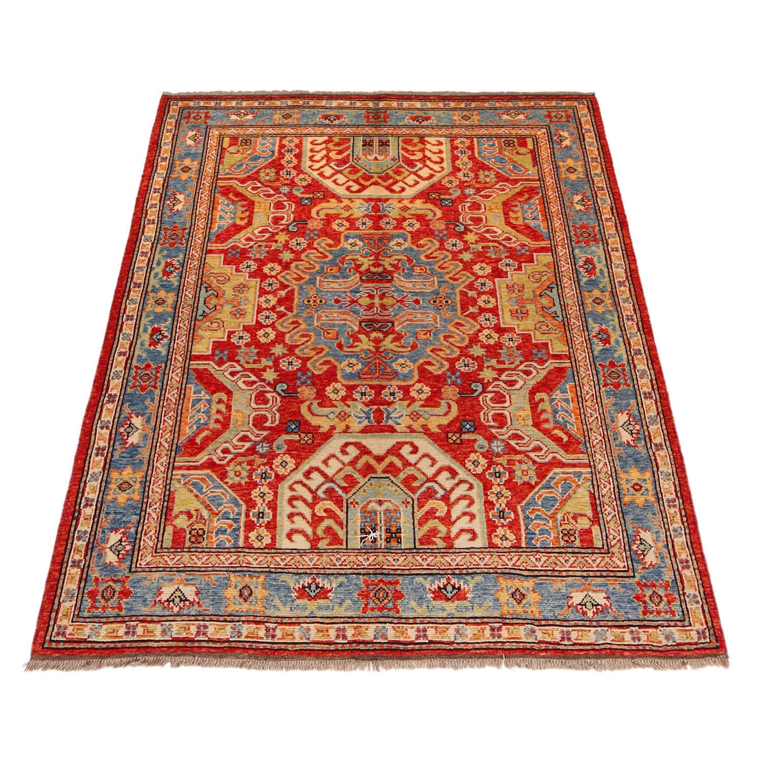 Shirazi Area Rug Handmade Red Medallion 4x7 ft